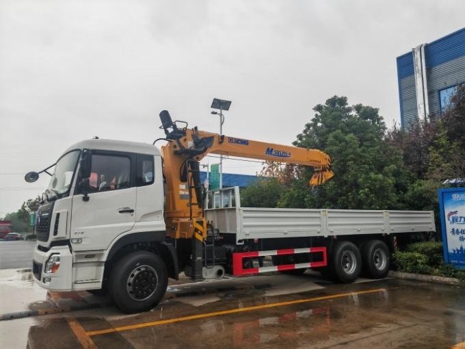 Distant Side View of Dongfeng VL Truck with Folded XCMG SQS300-4 Crane and Extensive Cargo Box at Chengli Factory